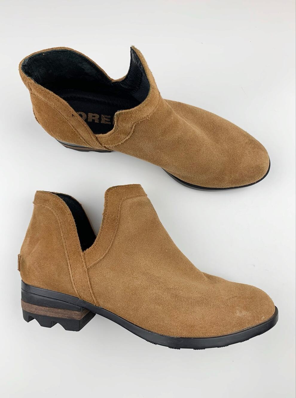 Sorel Lolla Cut Out Booties Brown Suede Ankle Boots Waterproof Women's 8.5